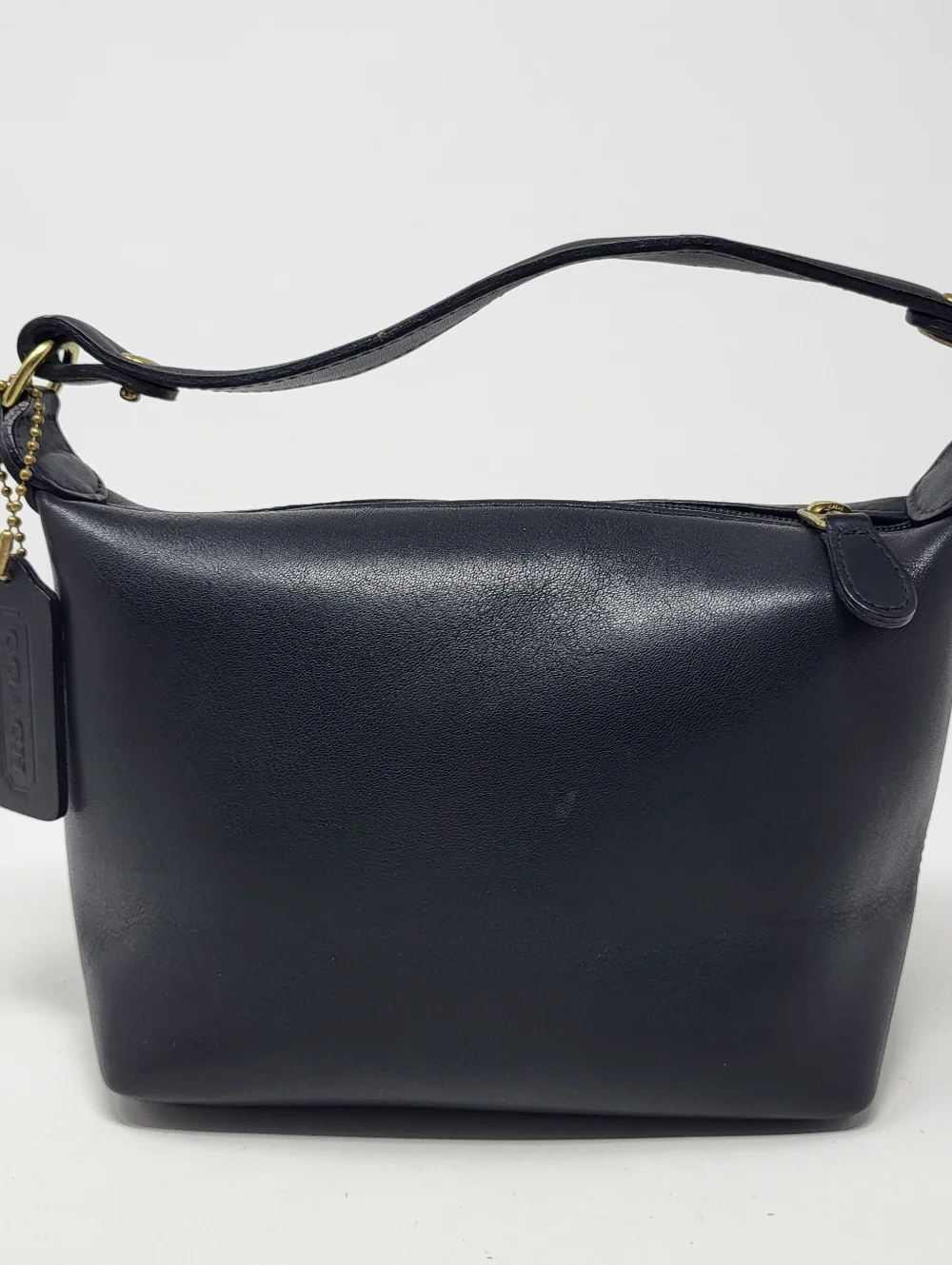 Coach Vintage Leather Mini Handbag Accessory Pouch Black Liner Brass
